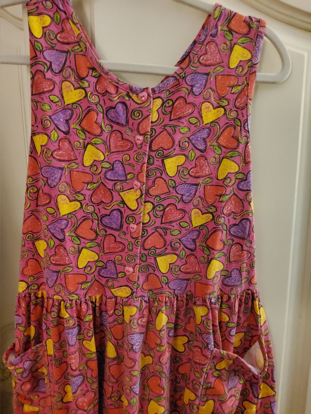 1980s Heart-Print Pink Pocket Romper - Picture 2 of 6